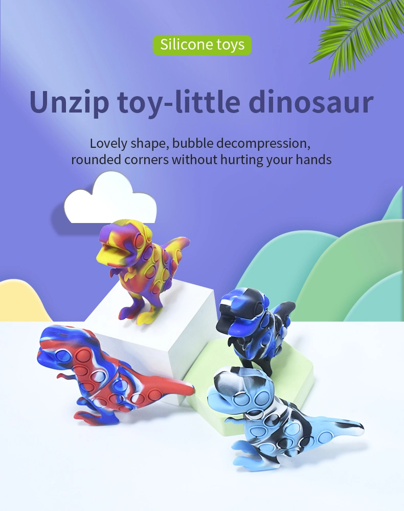 2022 New Little Dinosaur Cute Silicone Fidget Toy Sensory Push Bubble Autism Anti-Stress Pop It Silicone Toy