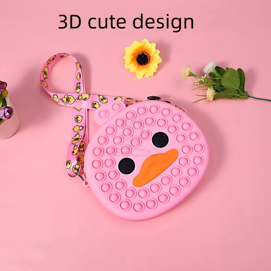 Kinderspielzeug zum Stressabbau, Apfelform, Pop It Umhängetasche, Pop Fidget Sling Bag mit Riemen